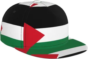 Flag of The State of Palestine Outdoor Sports Baseball Cap, Daily Sports Adjustable Fashionable Flat Brim hat, Unisex Four-Season Outdoor Sports Cap, Black