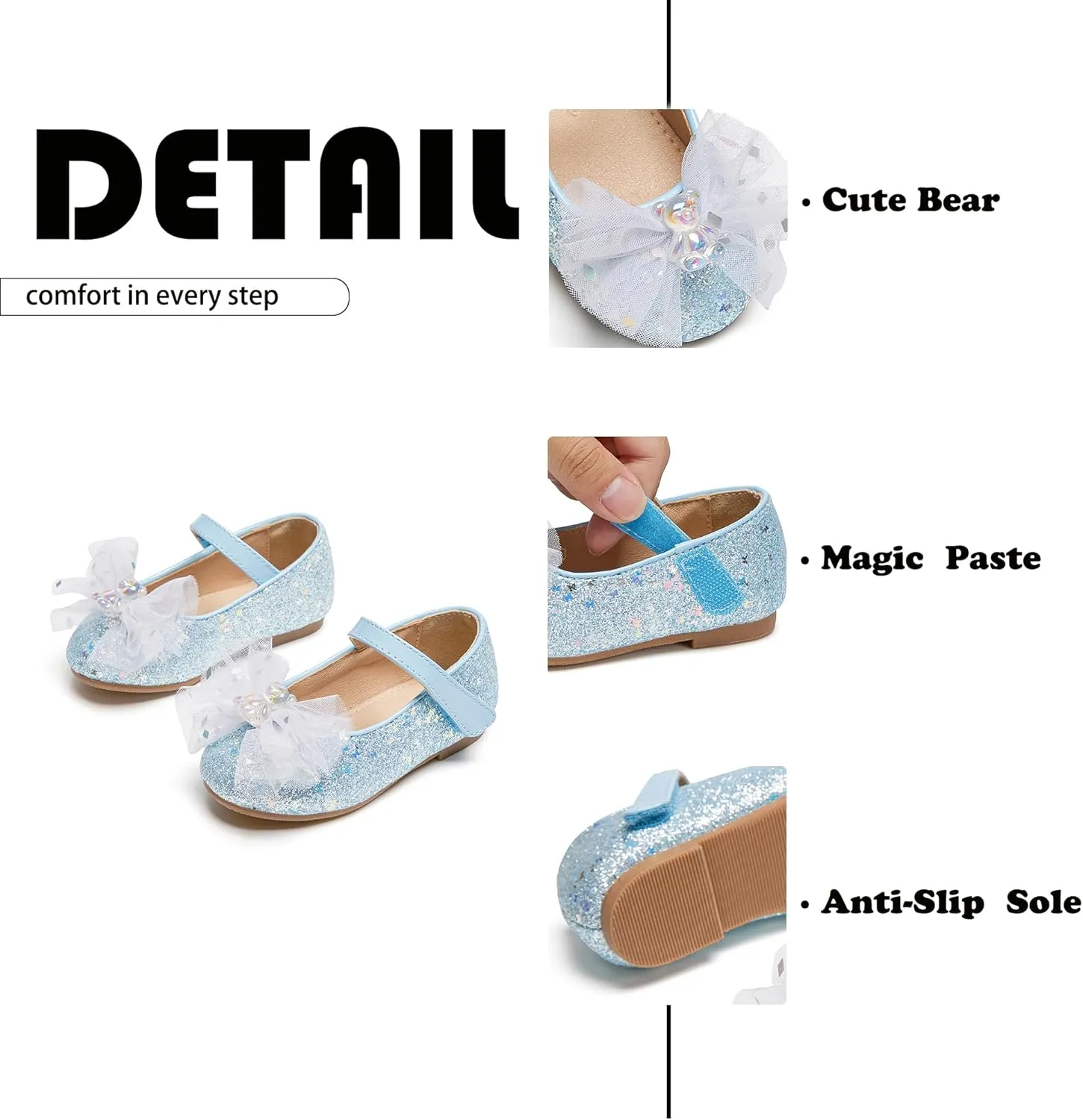 Flaryzone Toddler/Little Girls' Ballerina Flat Mary Jane Princess Dress Shoes - Wedding School Party