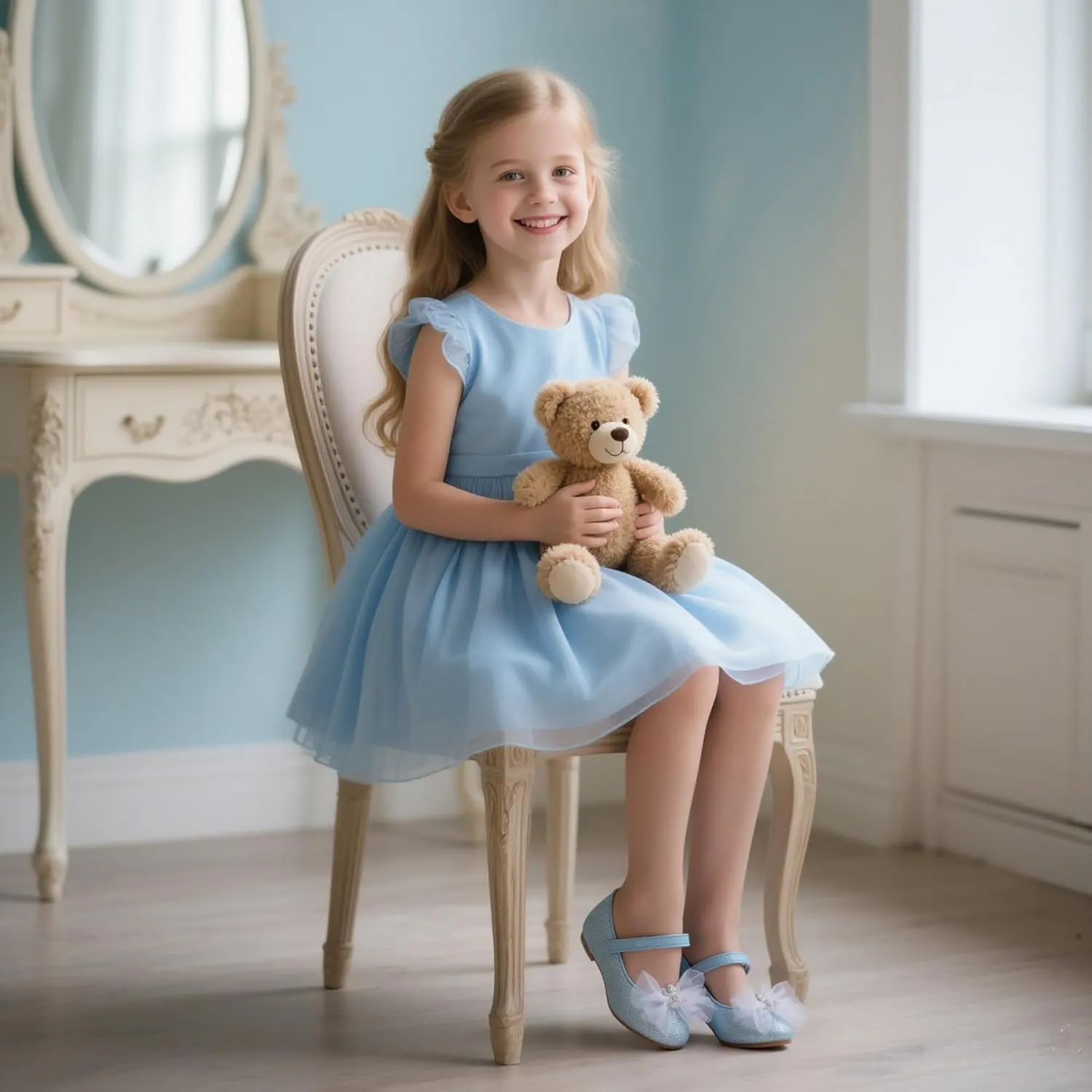 Flaryzone Toddler/Little Girls' Ballerina Flat Mary Jane Princess Dress Shoes - Wedding School Party