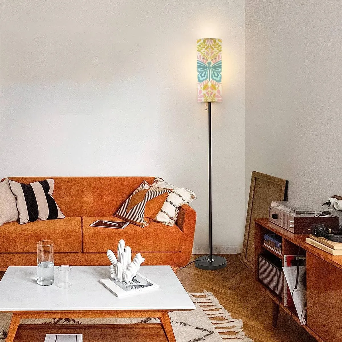 Floor Lamp for Living Room Butterfly Seamless Simple Flat Cute Cute Design Modern Standing Lamp Remote Control Dimmable Pole Lamp Corner Tall Lamp for Office Bedroom Reading