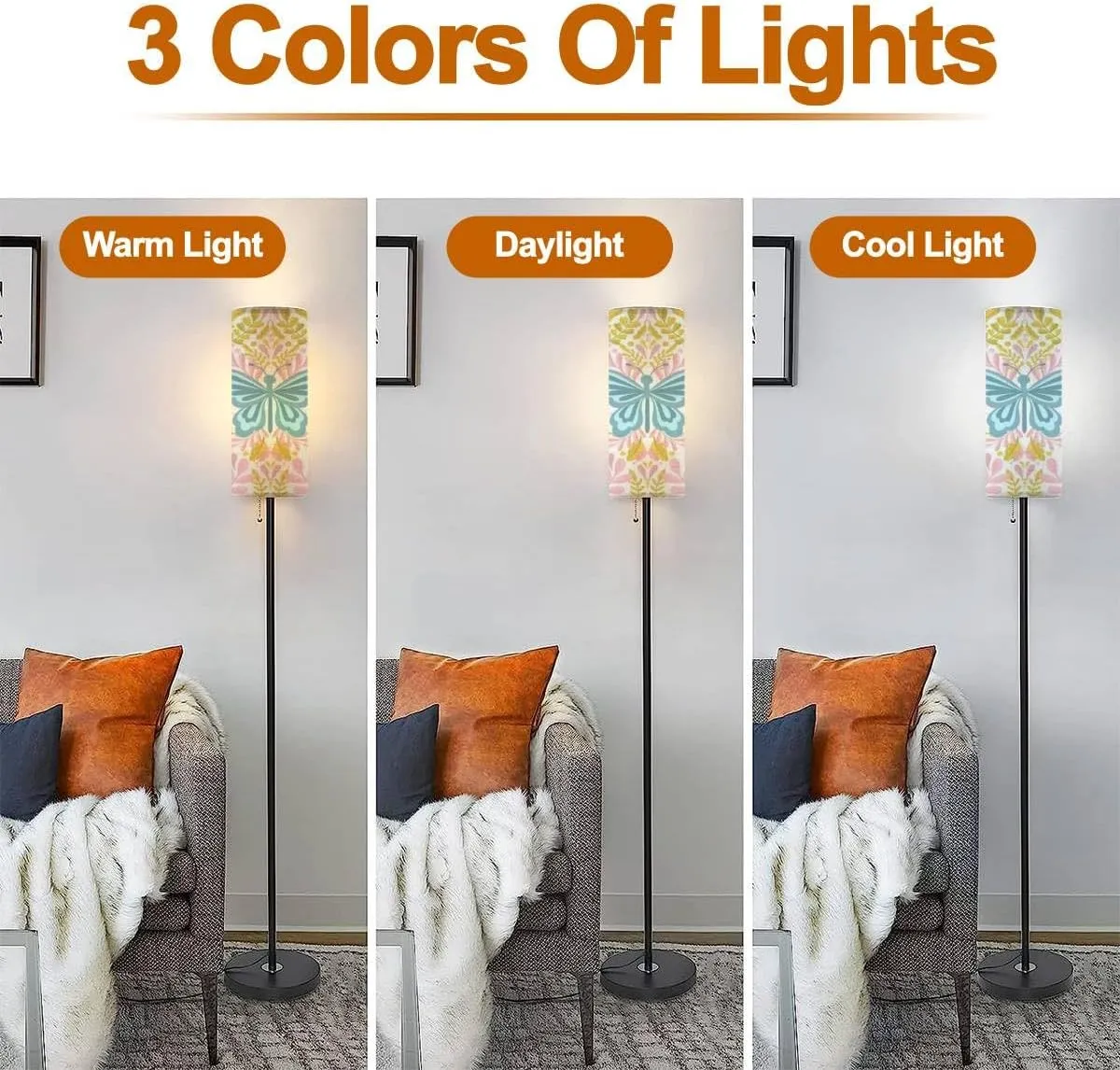 Floor Lamp for Living Room Butterfly Seamless Simple Flat Cute Cute Design Modern Standing Lamp Remote Control Dimmable Pole Lamp Corner Tall Lamp for Office Bedroom Reading