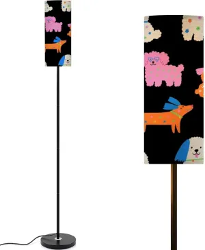 Floor Lamp for Living Room Multicolor cute dogs different breeds flat style Spring pet walk Light Stand Lamp with Remote Control Dimmable LED Tall Lamps for Bedrooms Reading Western Home Decor