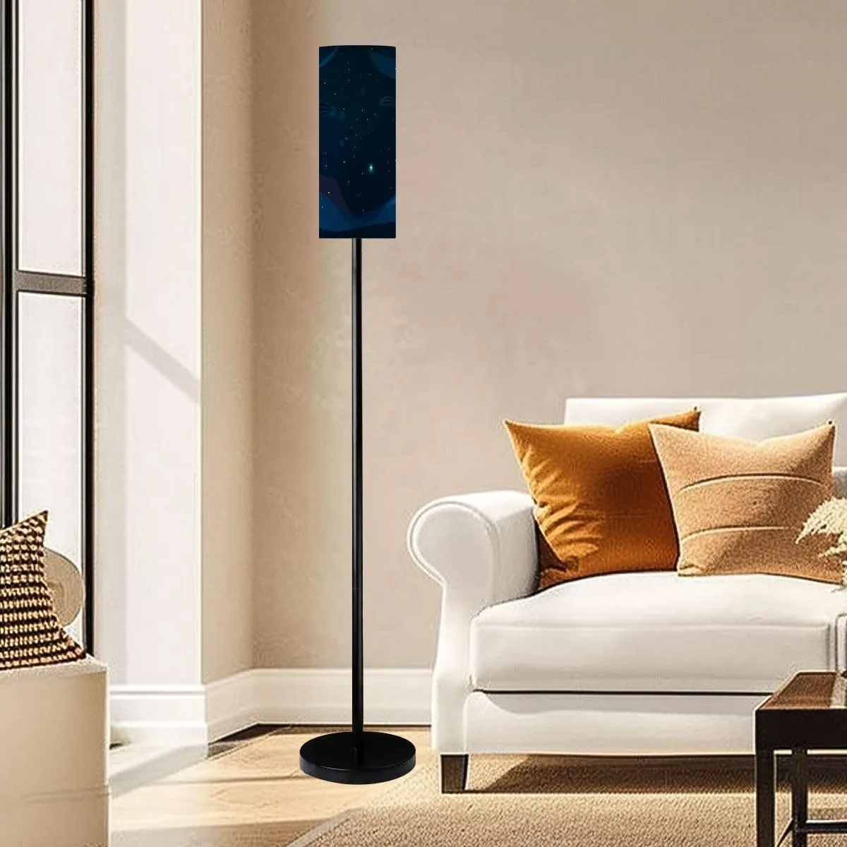 Floor Lamp for Living Room Space Cute Flat Style Stars Outer Space Light Stand Lamp with Remote Control Dimmable LED Tall Lamps for Bedrooms Reading Western Home Decor
