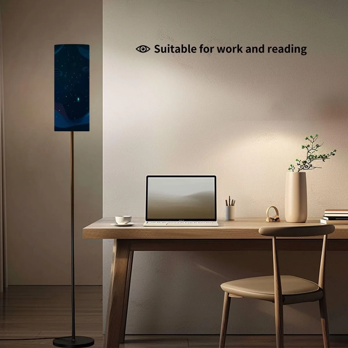 Floor Lamp for Living Room Space Cute Flat Style Stars Outer Space Light Stand Lamp with Remote Control Dimmable LED Tall Lamps for Bedrooms Reading Western Home Decor