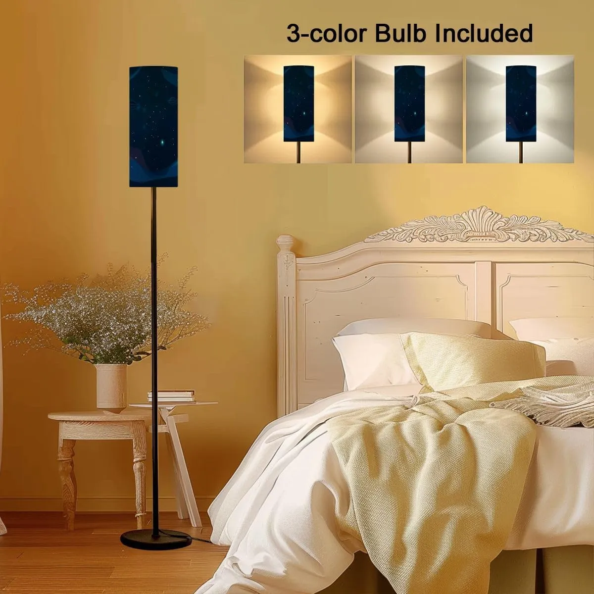 Floor Lamp for Living Room Space Cute Flat Style Stars Outer Space Light Stand Lamp with Remote Control Dimmable LED Tall Lamps for Bedrooms Reading Western Home Decor
