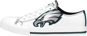 FOCO Women's NFL Ladies Fashion Team Big Logo Low Top White Canvas Sneakers Shoes