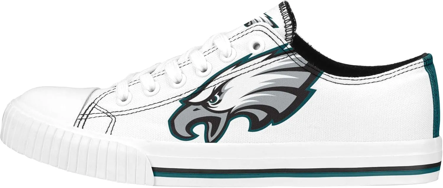 FOCO Women's NFL Ladies Fashion Team Big Logo Low Top White Canvas Sneakers Shoes