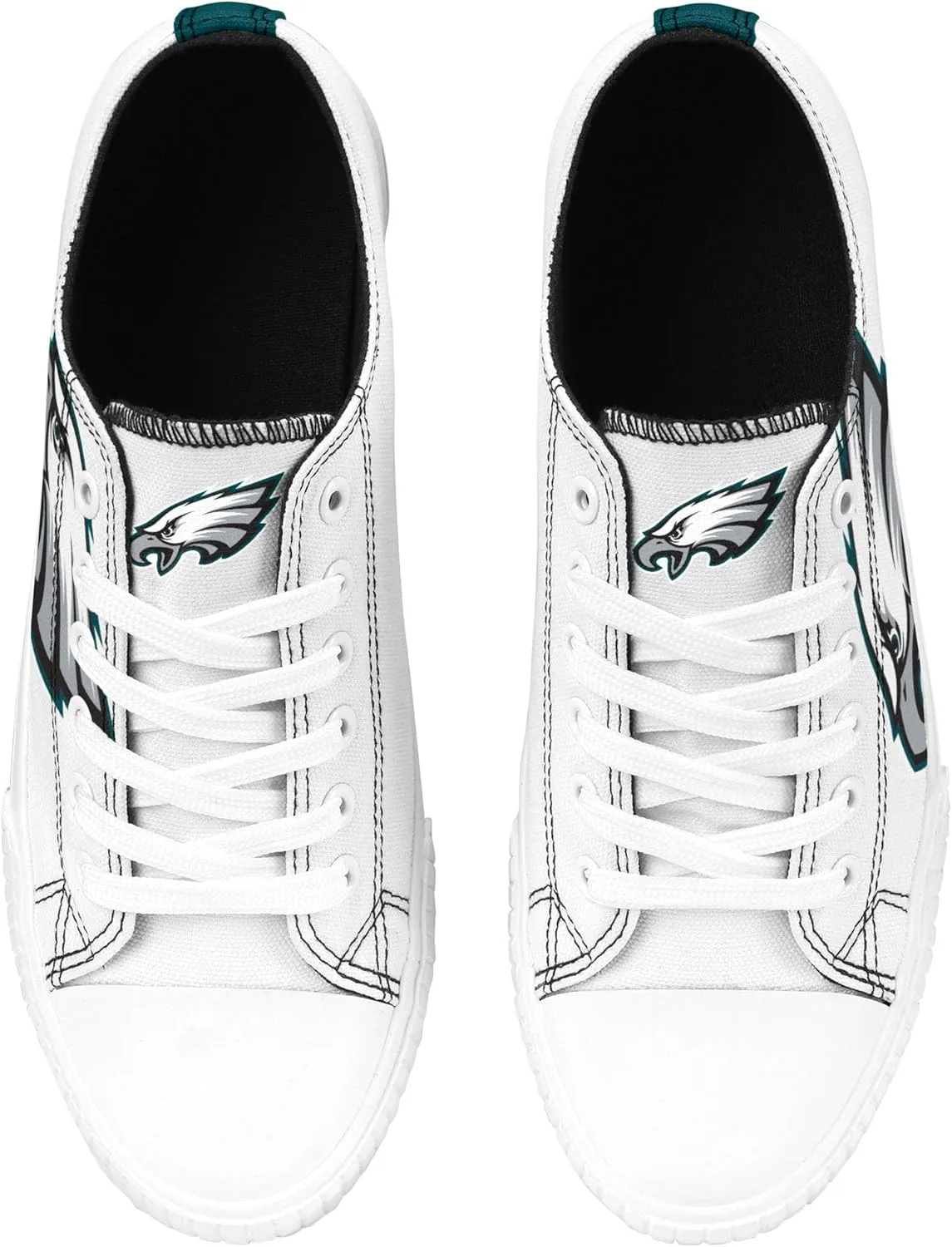 FOCO Women's NFL Ladies Fashion Team Big Logo Low Top White Canvas Sneakers Shoes