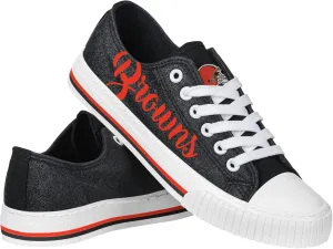 FOCO Women's NFL Team Logo Ladies Fashion Color Glitter Low Top Canvas Sneakers Shoes