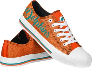FOCO Women's NFL Team Logo Ladies Fashion Color Glitter Low Top Canvas Sneakers Shoes