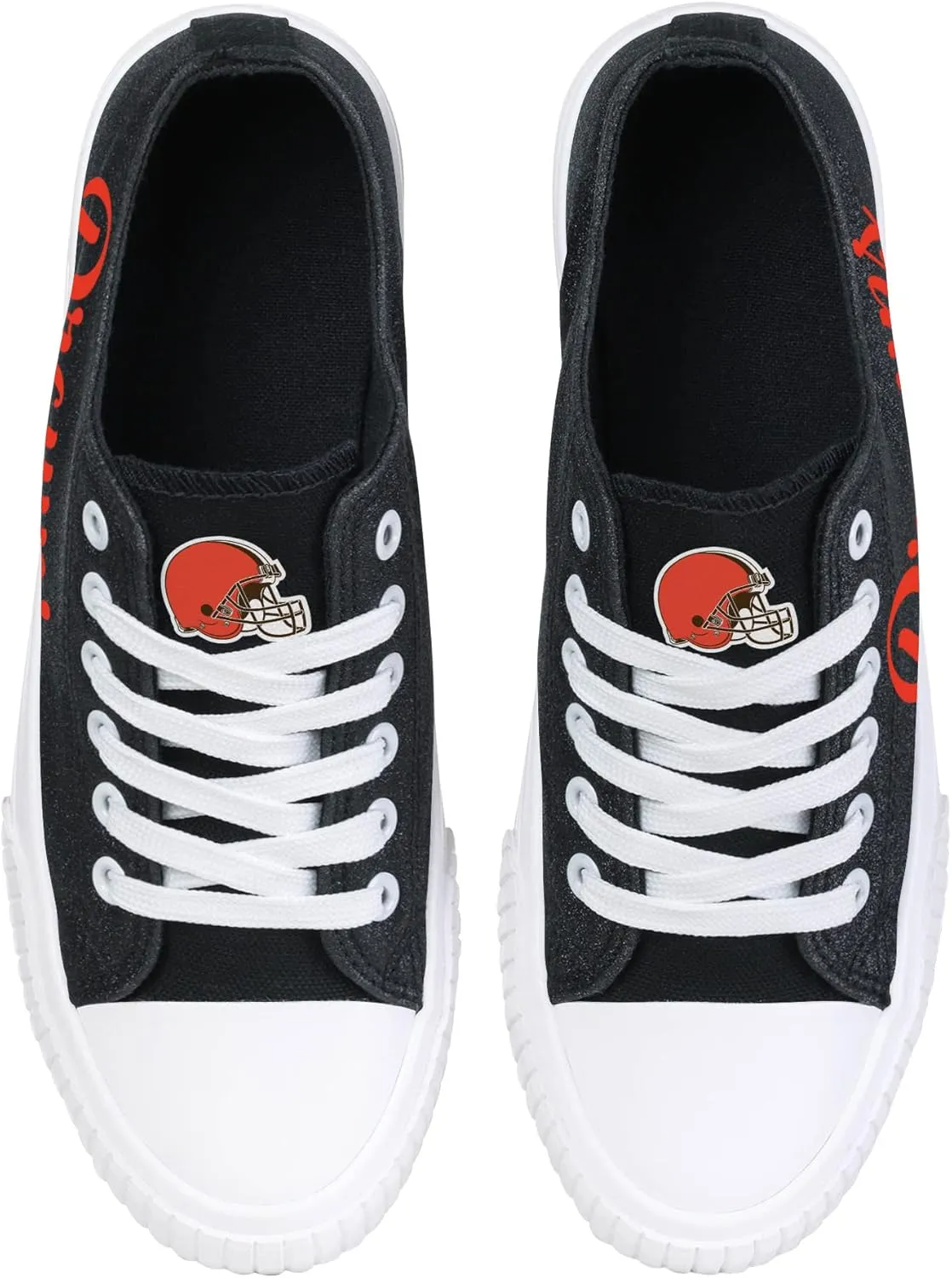 FOCO Women's NFL Team Logo Ladies Fashion Color Glitter Low Top Canvas Sneakers Shoes