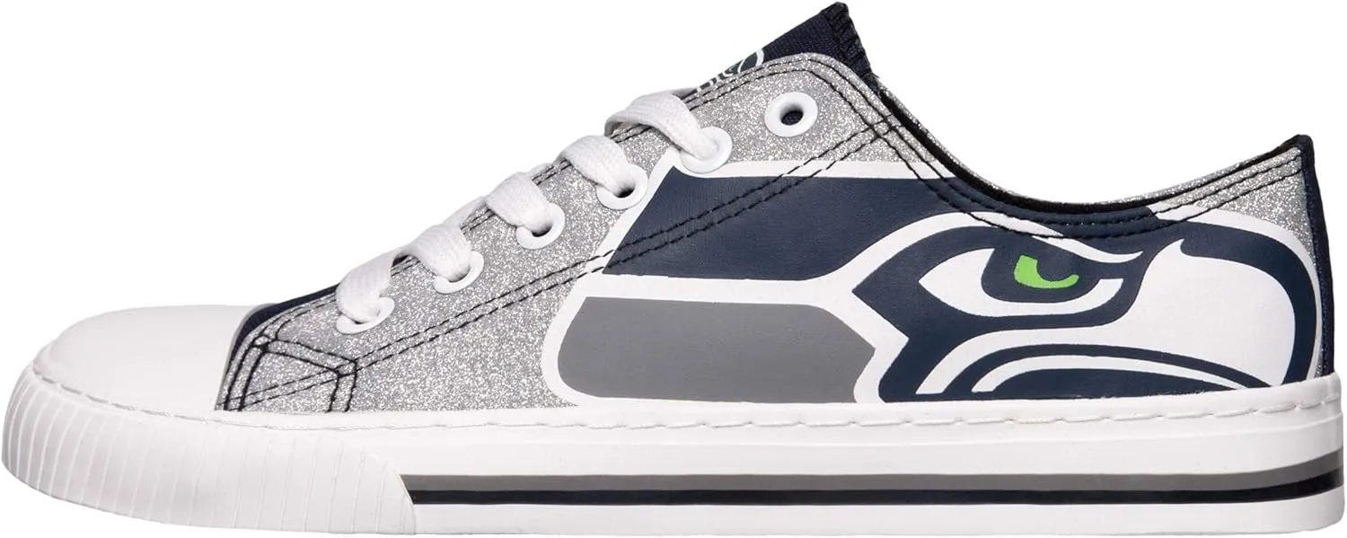 FOCO Women's NFL Team Logo Ladies Fashion Glitter Low Top Canvas Sneakers Shoes Dallas Cowboys Shoes-10/XXL