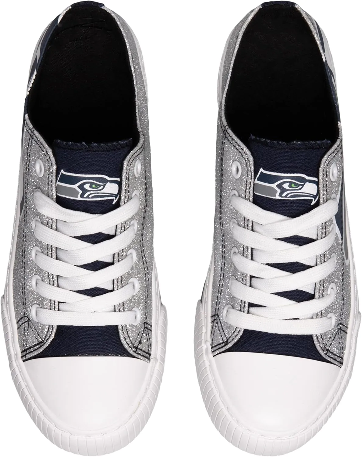 FOCO Women's NFL Team Logo Ladies Fashion Glitter Low Top Canvas Sneakers Shoes Dallas Cowboys Shoes-10/XXL