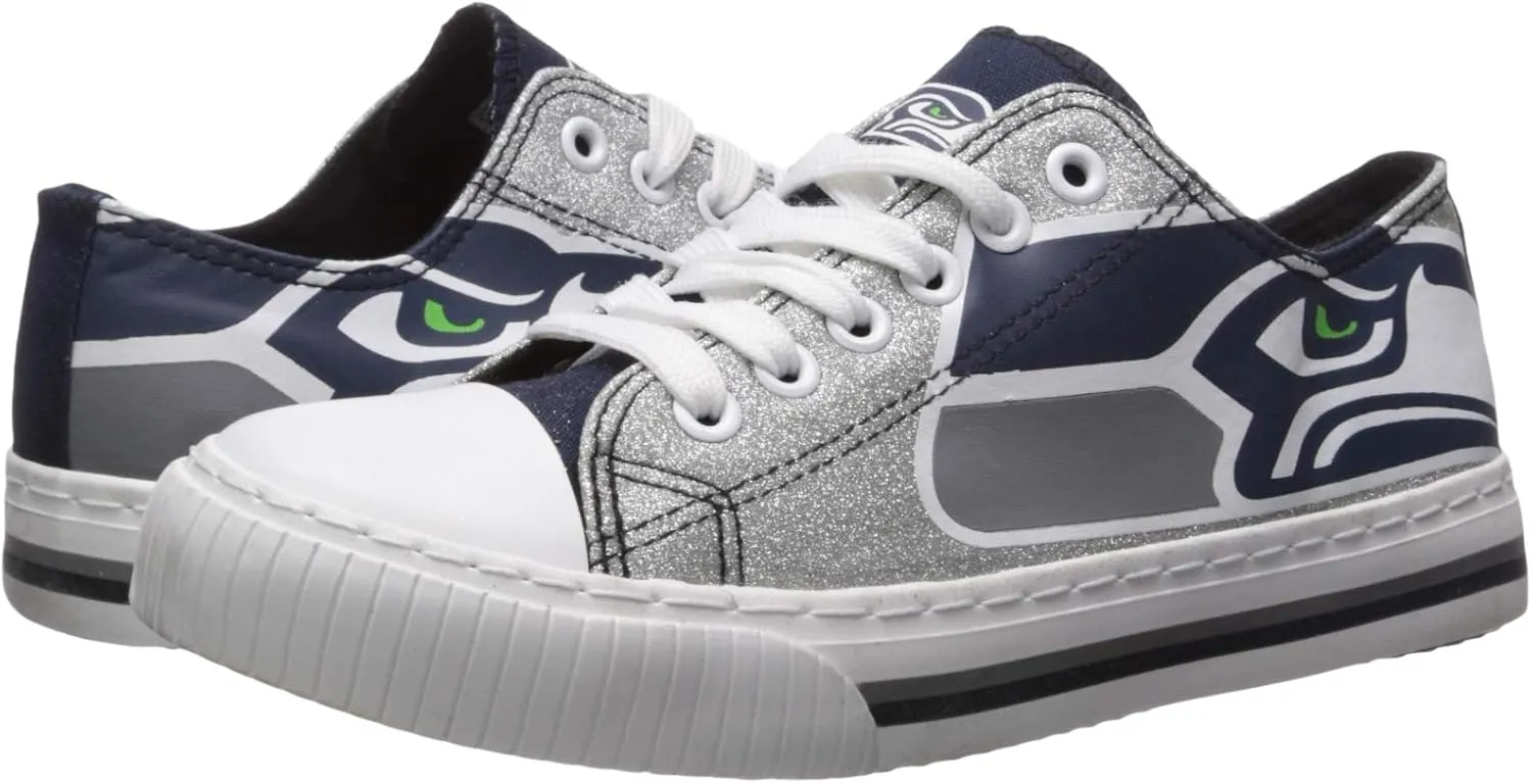 FOCO Women's NFL Team Logo Ladies Fashion Glitter Low Top Canvas Sneakers Shoes Dallas Cowboys Shoes-10/XXL