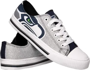 FOCO Women's NFL Team Logo Ladies Fashion Glitter Low Top Canvas Sneakers Shoes Dallas Cowboys Shoes-10/XXL