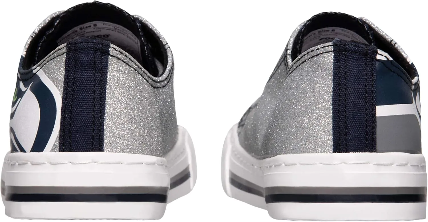 FOCO Women's NFL Team Logo Ladies Fashion Glitter Low Top Canvas Sneakers Shoes Dallas Cowboys Shoes-10/XXL