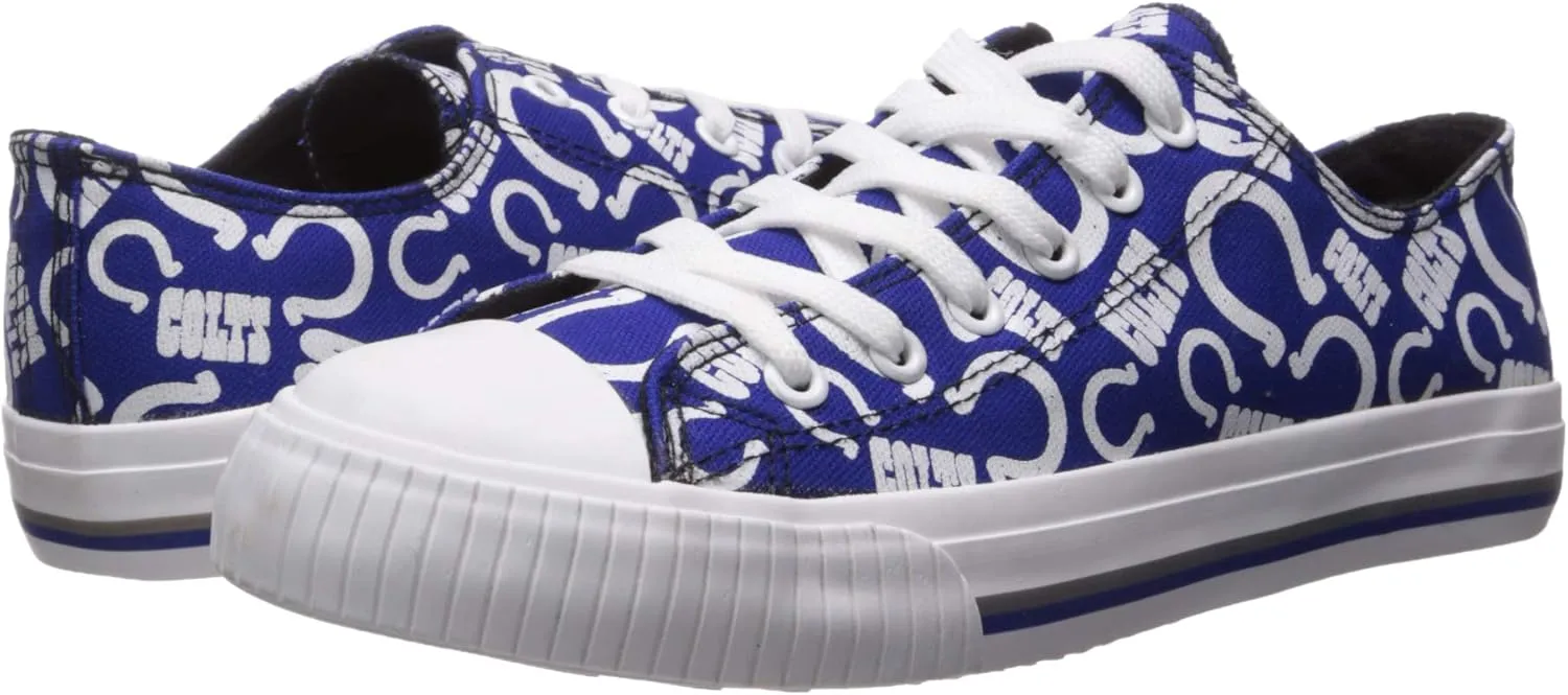 FOCO Women's NFL Team Logo Ladies Fashion Repeat Print Low Top Canvas Sneakers Shoes
