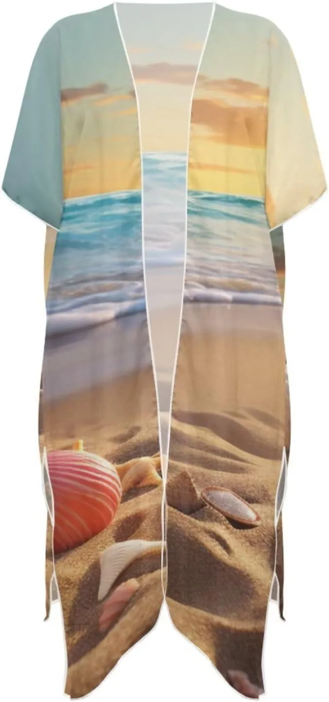 Forchrinse Women's Kimono Cardigan Sexy Sheer Swimsuit Bikini Cover up Open Front Summer Blouses