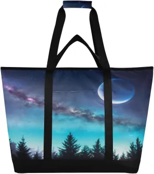 Forest Moon Design Reusable Insulated Lunchbox Cooler Bag, Leakproof Kitchen Grocery Bag Collapsible Portable Cooler Tote Bag for Picnic, Camping, Office, Travel