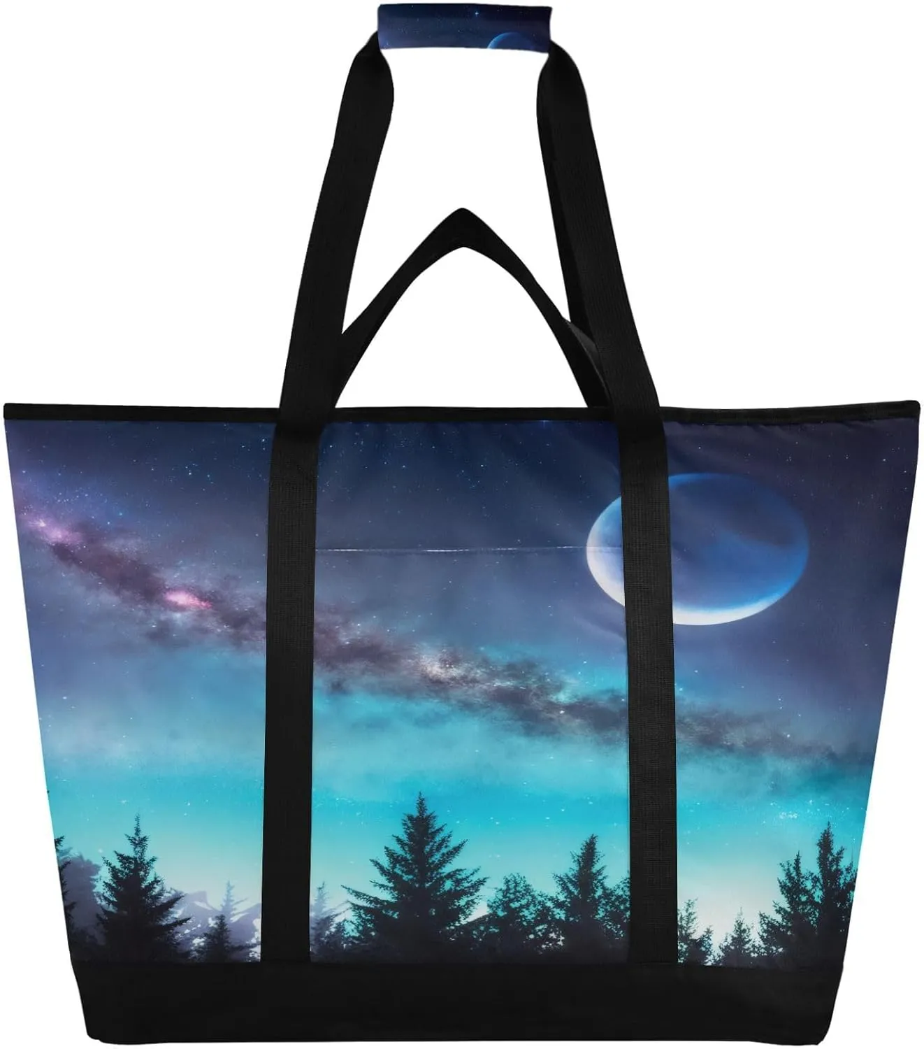Forest Moon Design Reusable Insulated Lunchbox Cooler Bag, Leakproof Kitchen Grocery Bag Collapsible Portable Cooler Tote Bag for Picnic, Camping, Office, Travel