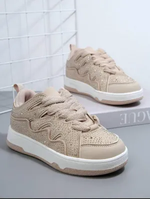 Forever Link Racer Girl's Mesh Woven Lace-up Shoes Style Embossed Leather Sneakers