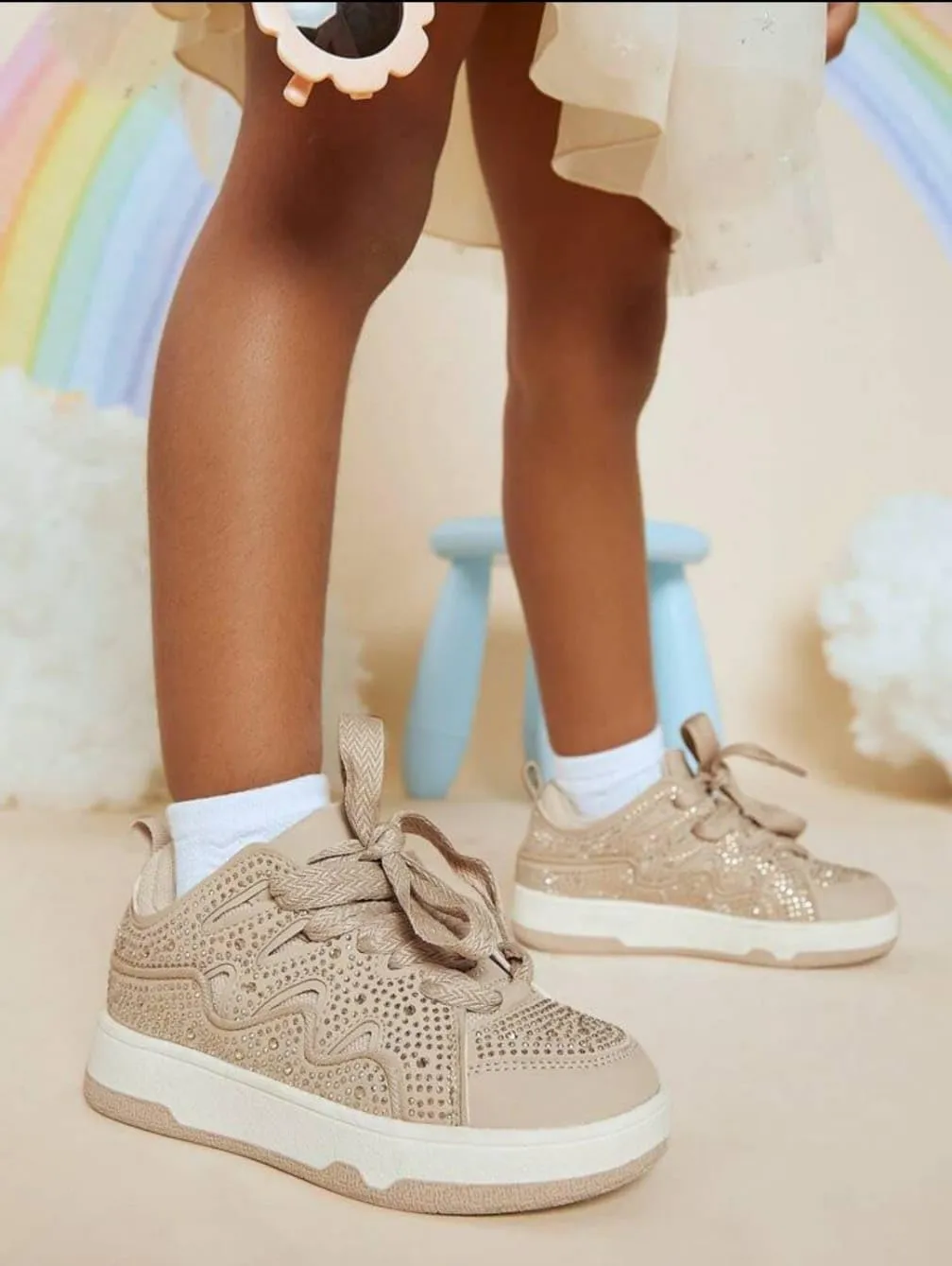 Forever Link Racer Girl's Mesh Woven Lace-up Shoes Style Embossed Leather Sneakers