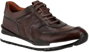 FRANCO CUADRA Men's Sneakers in Genuine Deer Leather Brown