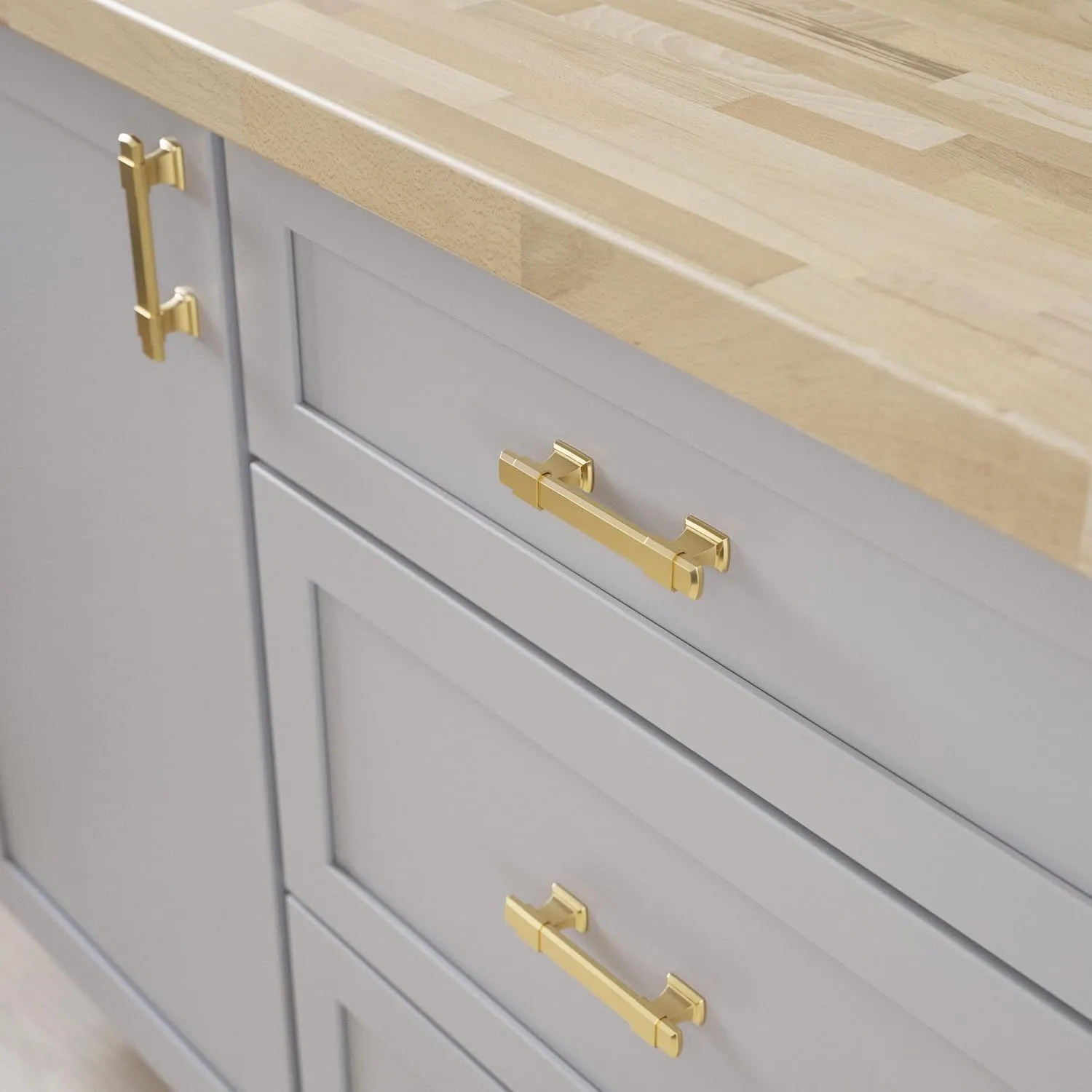 Franklin Brass Adjusta-Pull Chamfered Edge (5-Pack) Adjustable Drawer Pulls/Cabinet Handles 1-3/8" to 4" Hole Center Modern Gold Kitchen Hardware, Doors, Dressers, Furniture P49106-117-B