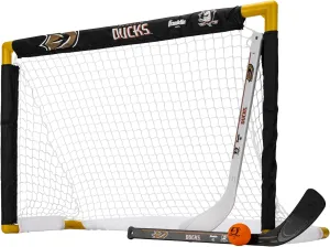 Franklin Sports NHL Mini Hockey Set - Kids Indoor Knee Hockey Goal, Ball,   2 Stick Combo - Youth Team Indoor Toy Set - Official - Ages 3 