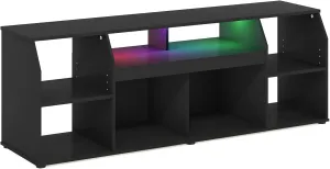 Furinno Jaya TV stand for up to 65 Inch TV, Gaming Enterteinment Center with LED Lights, Living Room Media Console Table, Americano