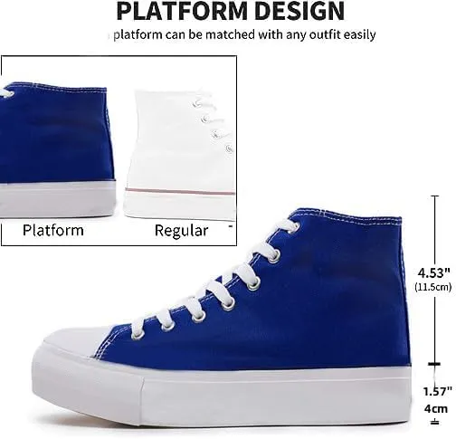 FUUPNN Platform Sneakers Canvas Fashion Lace Up Classic Casual Walking Shoes High Tops Canvas Shoes Casual Tennis Shoes