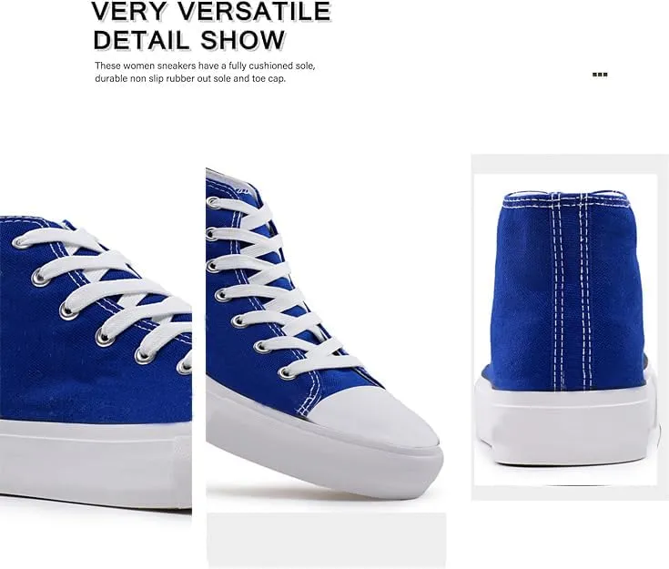 FUUPNN Platform Sneakers Canvas Fashion Lace Up Classic Casual Walking Shoes High Tops Canvas Shoes Casual Tennis Shoes