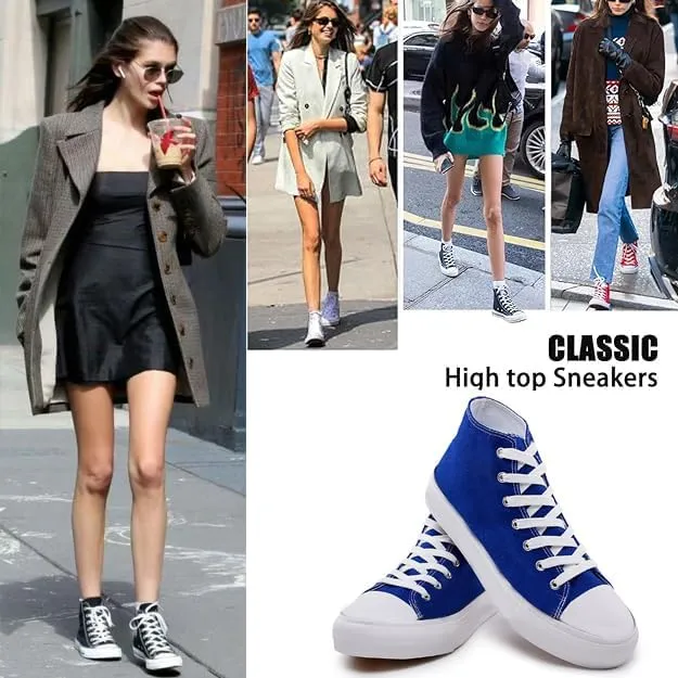 FUUPNN Platform Sneakers Canvas Fashion Lace Up Classic Casual Walking Shoes High Tops Canvas Shoes Casual Tennis Shoes