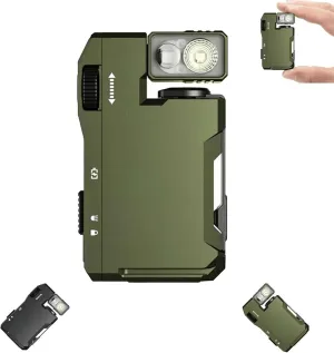 G5 Rechargeable EDC Flashlight, Portable Handheld Flat Pocket Flashlights, Magnetic Flashlight, 400 Lumens with RGB Light 180°Rotation,IP68 Waterproof,for Home Camping Emergency Outdoor Emergency(Gree