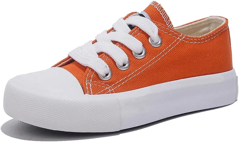 Girls and Boys Low Top Comfortable Canvas Kids Lace up Sneakers