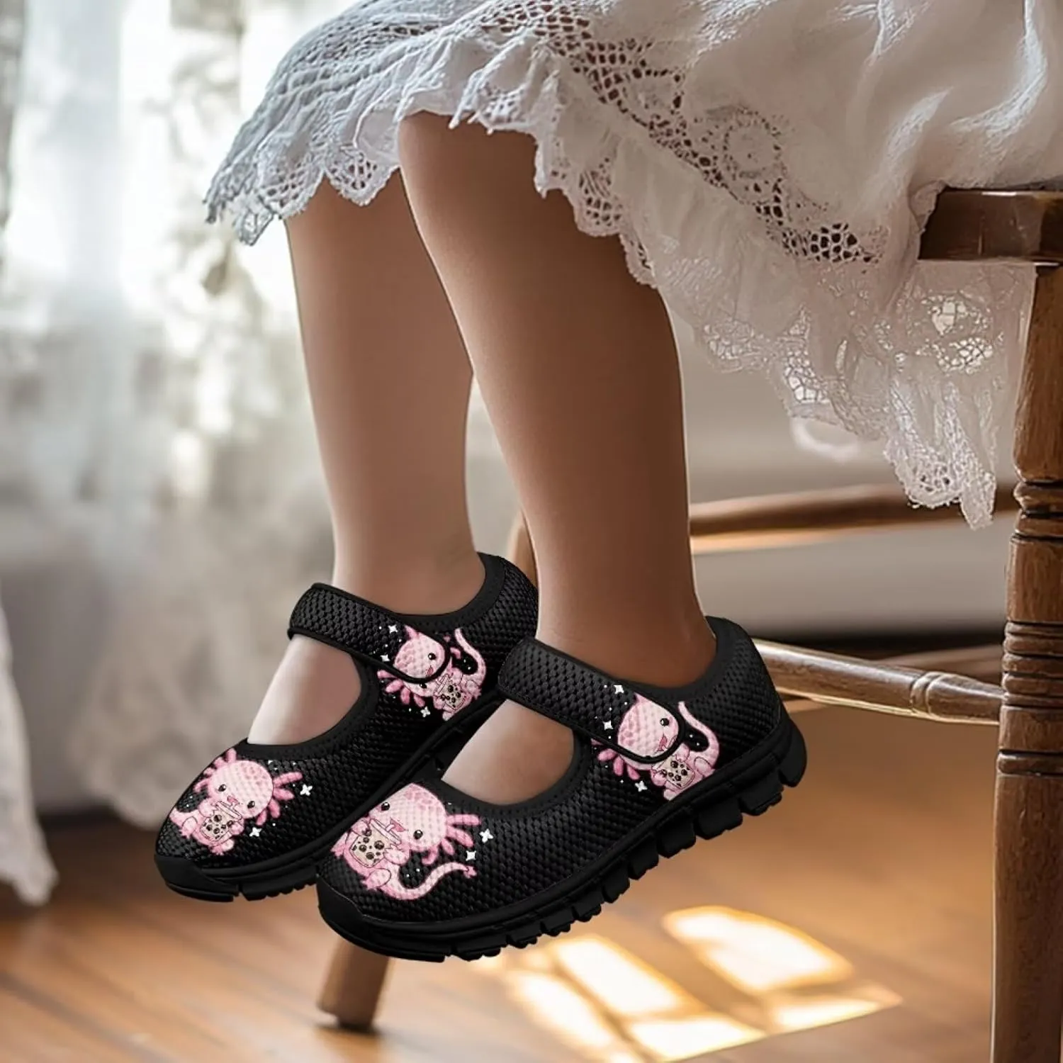 Girls Axolotl Dress Shoes Mary Jane Shoes Princess Ballet Flats Flower Girl Wedding Party School Shoes