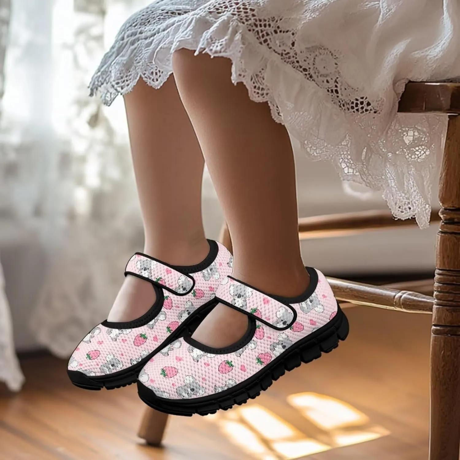 Girls Mary Jane Ballerina Princess Flats Shoes Slip-on School Party Dress Shoes with Hook and Loop
