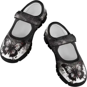 Girls Mary Jane Dress Shoes School Uniform Shoes with Hook and Loop Ballerina Flats for Wedding Party