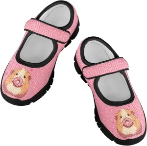 Girls Mary Jane Dress Shoes School Uniform Shoes with Hook and Loop Ballerina Flats for Wedding Party