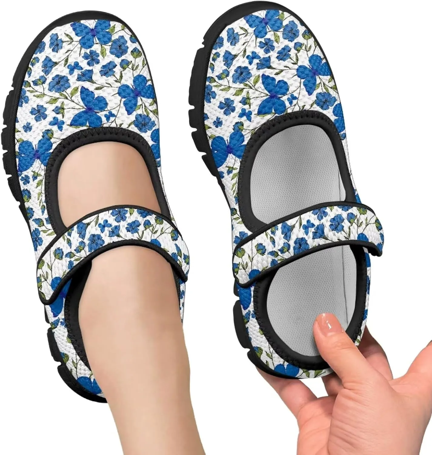 Girls Mary Jane Dress Shoes School Uniform Shoes with Hook and Loop Ballerina Flats for Wedding Party