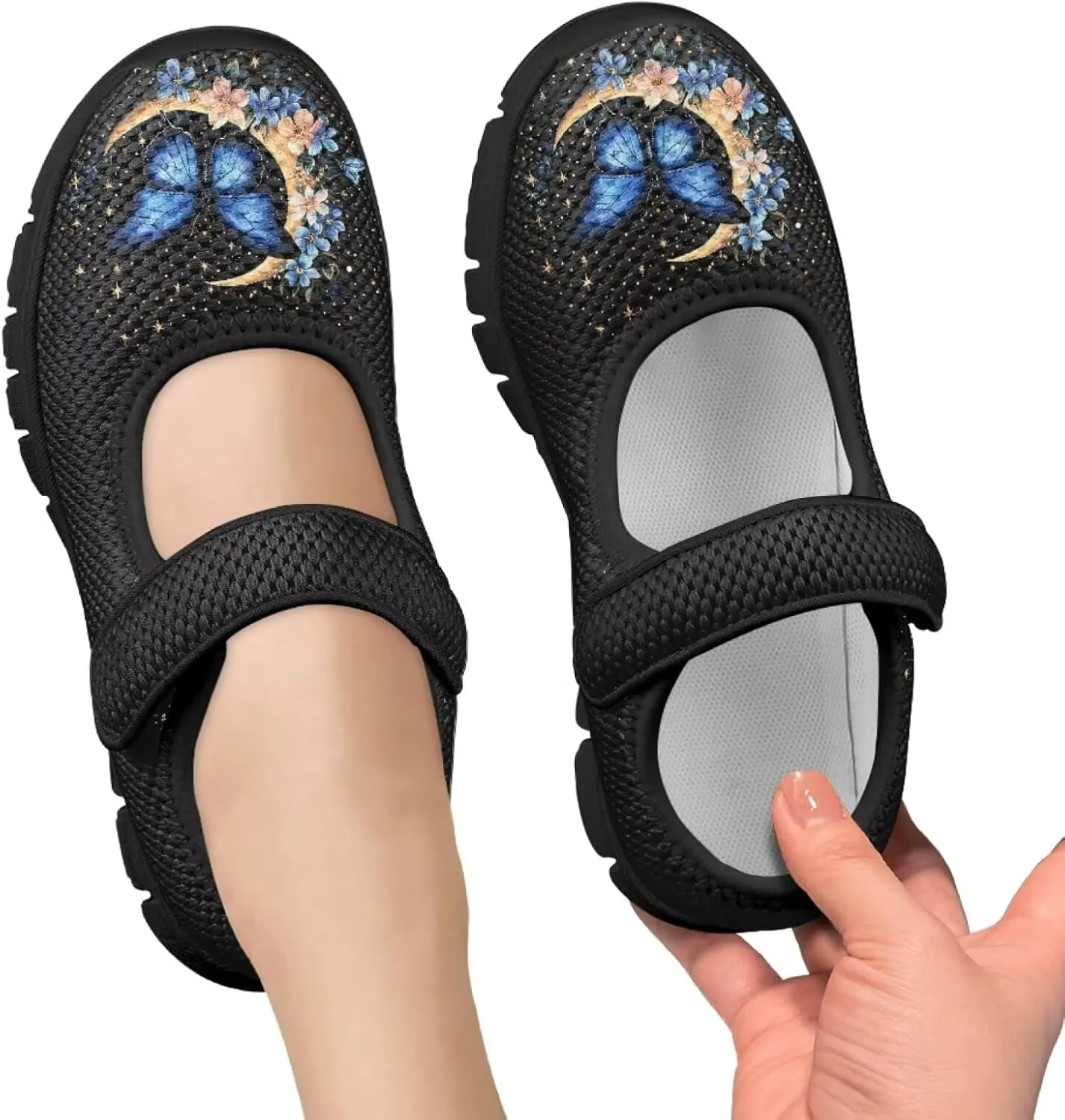 Girls Mary Jane Dress Shoes School Uniform Shoes with Hook and Loop Ballerina Flats for Wedding Party