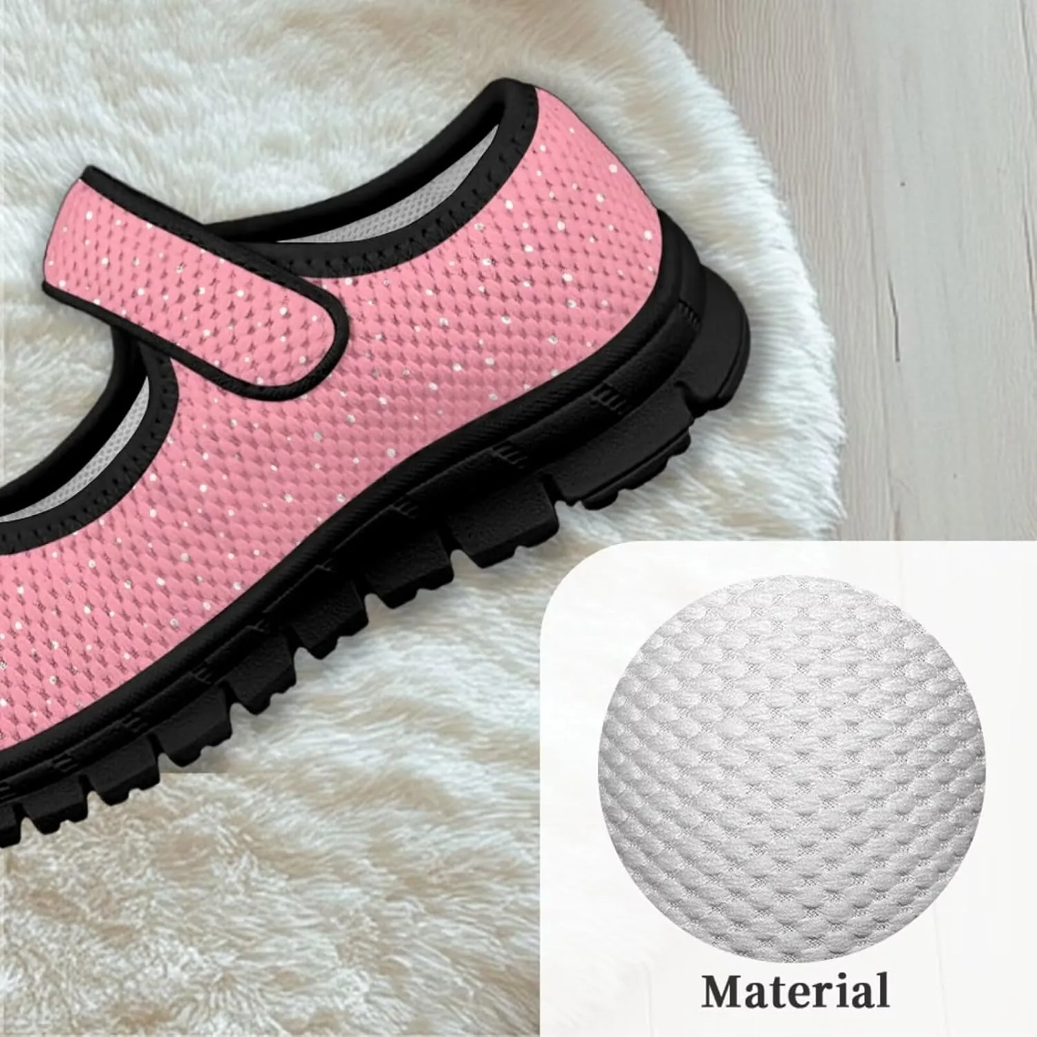 Girls Mary Jane Dress Shoes School Uniform Shoes with Hook and Loop Ballerina Flats for Wedding Party