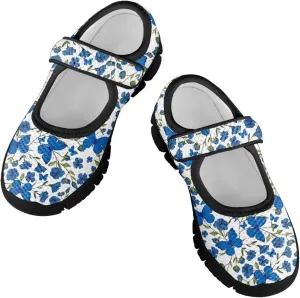 Girls Mary Jane Dress Shoes School Uniform Shoes with Hook and Loop Ballerina Flats for Wedding Party