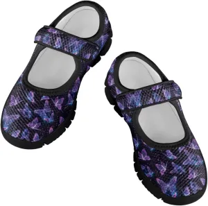 Girls Mary Jane Dress Shoes School Uniform Shoes with Hook and Loop Ballerina Flats for Wedding Party