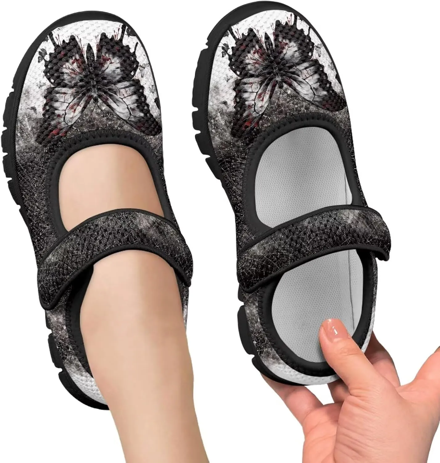 Girls Mary Jane Dress Shoes School Uniform Shoes with Hook and Loop Ballerina Flats for Wedding Party