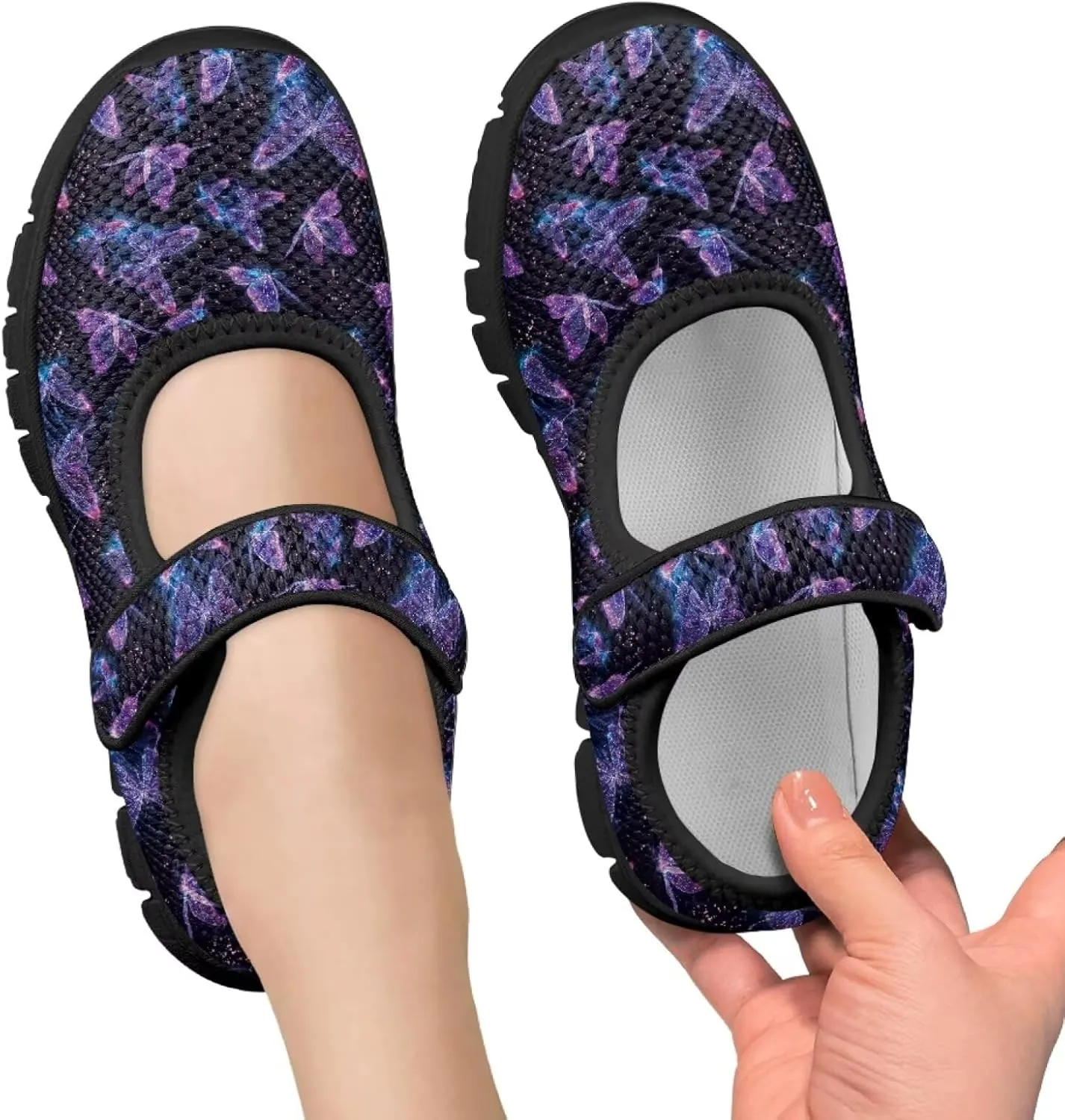 Girls Mary Jane Dress Shoes School Uniform Shoes with Hook and Loop Ballerina Flats for Wedding Party