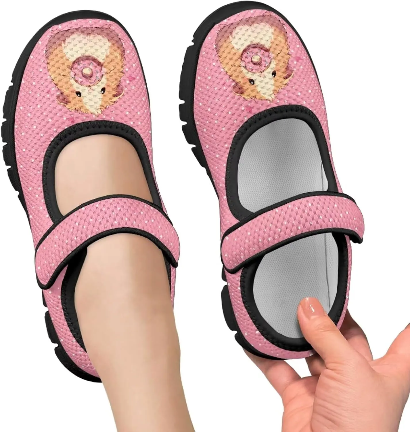Girls Mary Jane Dress Shoes School Uniform Shoes with Hook and Loop Ballerina Flats for Wedding Party