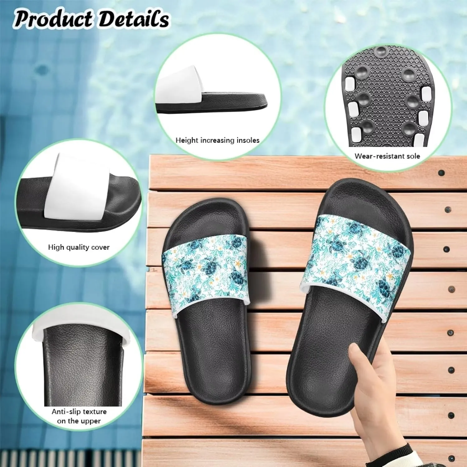 Girls Slides Comfortable Slippers Slides Animal Print Non-slip Shower Shoes Thick Sole House Slide Sandals