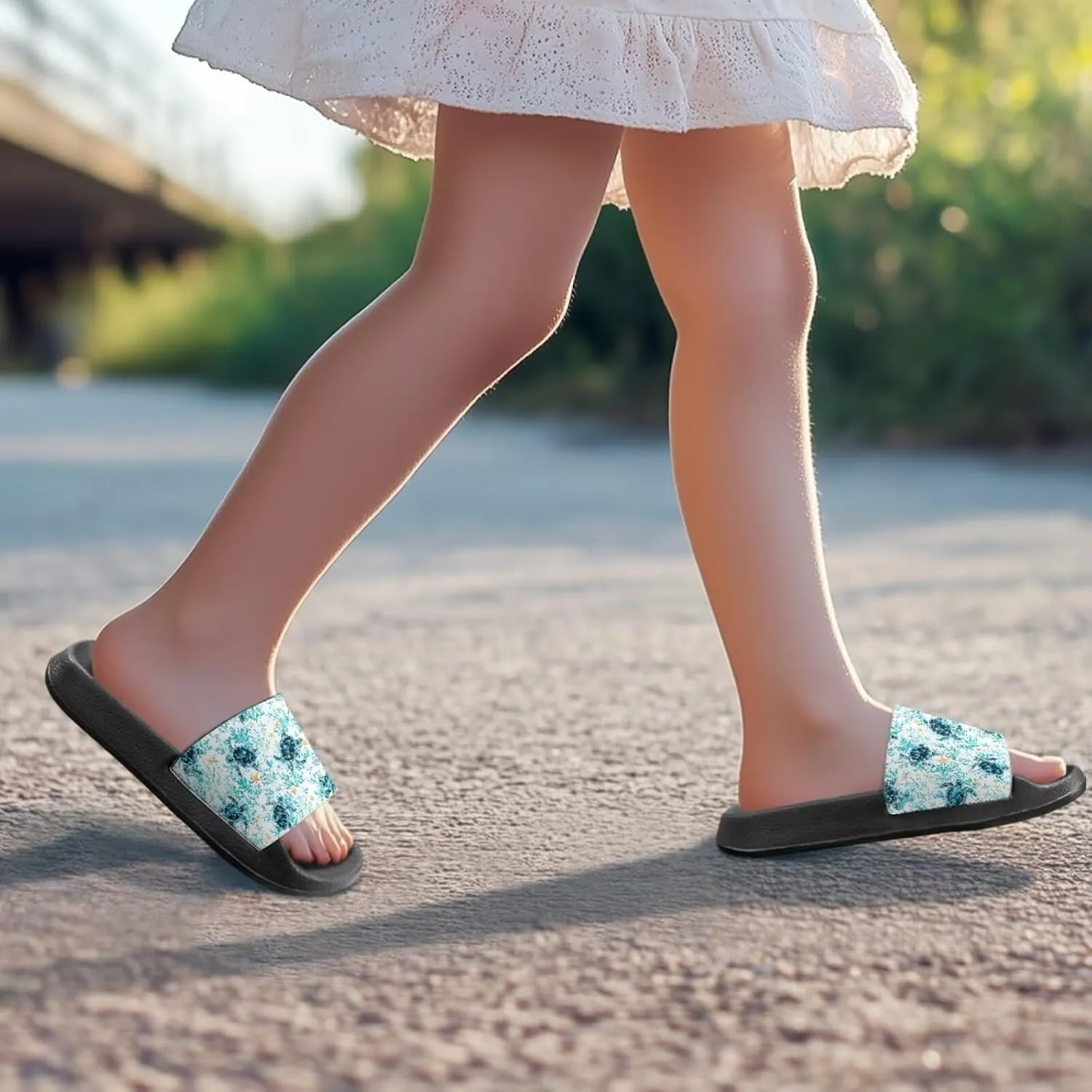 Girls Slides Comfortable Slippers Slides Animal Print Non-slip Shower Shoes Thick Sole House Slide Sandals