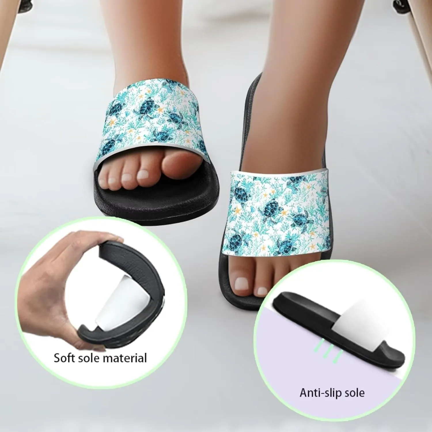 Girls Slides Comfortable Slippers Slides Animal Print Non-slip Shower Shoes Thick Sole House Slide Sandals